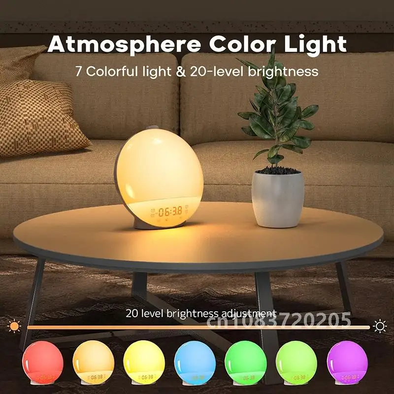 Световой будильник имитация восхода/заката цифровые часы с ночником FM-радио