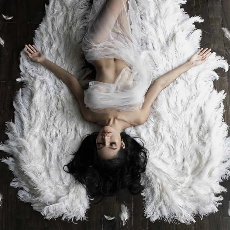 

Лидер продаж! Высококачественные роскошные большие белые крылья Ангела из страусиного пера реквизит для демонстрации сцены креативная съе...