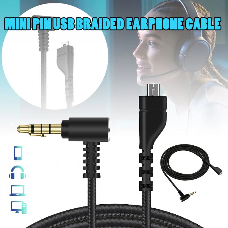 

1pc Headset Audio Cable Nylon+Copper Braided Wire 2m Length Cable For Arctis 3 5 7 Pro Gaming Headset Mobiles Phone Tablets