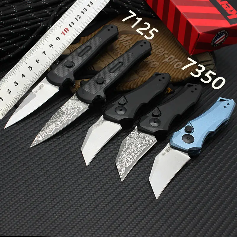 

7350Damascus Steel A Folding Knife Quickly Open Carry-On Survival Pocket KnifeEDCOutdoor Knives