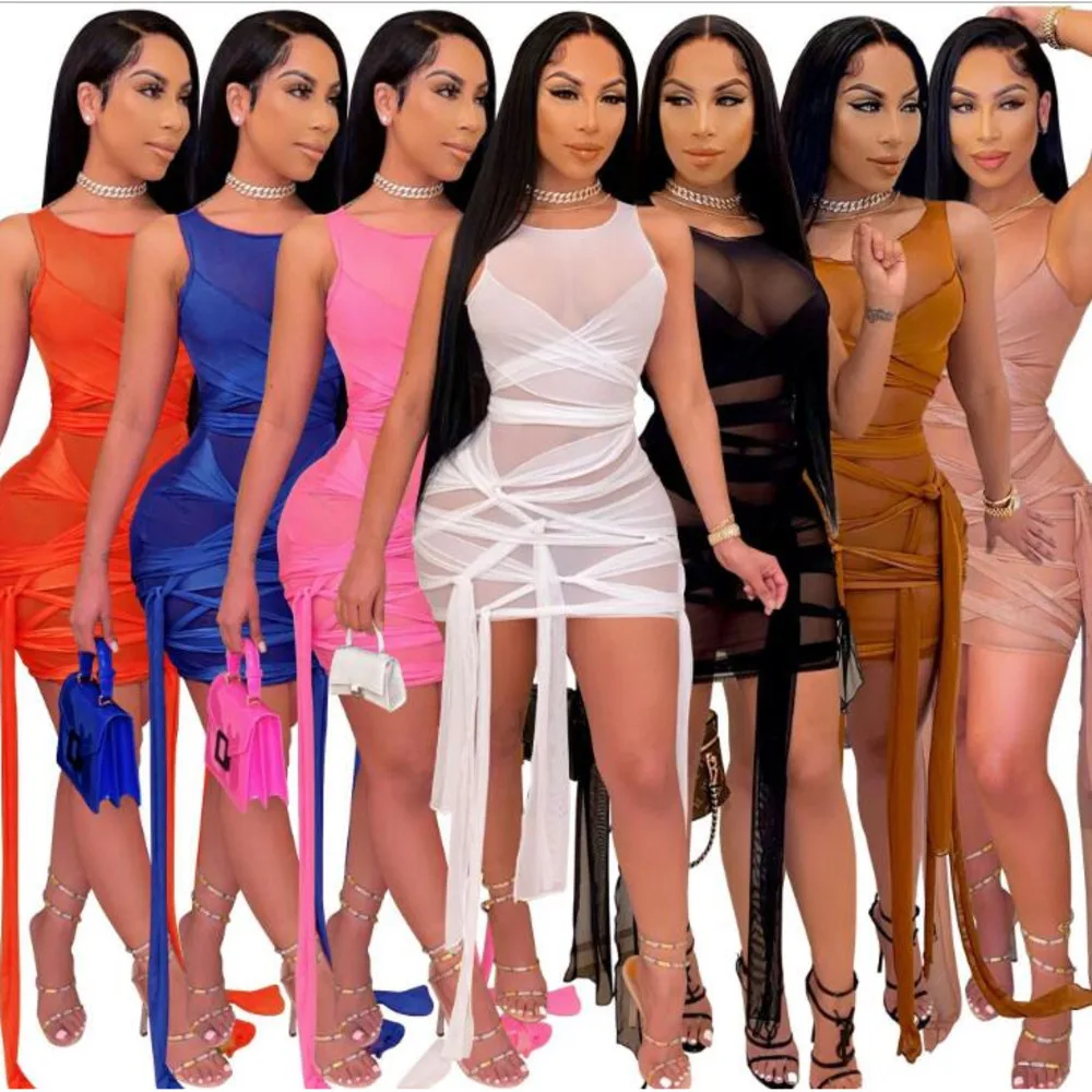 

Plus Size Gx0379 2021 Women Mesh Bodycon Dress Sexy Party Ladies Party Club Dresses Casual Evening Elegant Stylish Dress