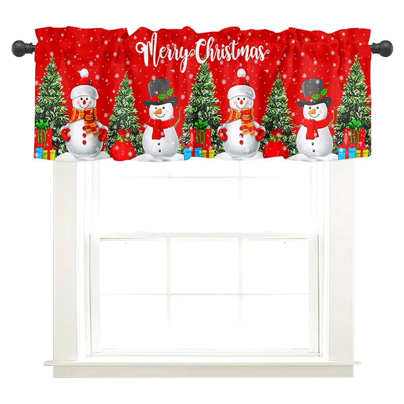 

Christmas Snowman Pennant Kitchen Decor Door Curtain Partition Halfcurtain Punch-free Living Room Bedroom Blackout Short Curtain
