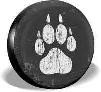 delerain dog paw print spare tire covers waterproof dust proof spare wheel cover universal fit for jeep trailer rv suv truck