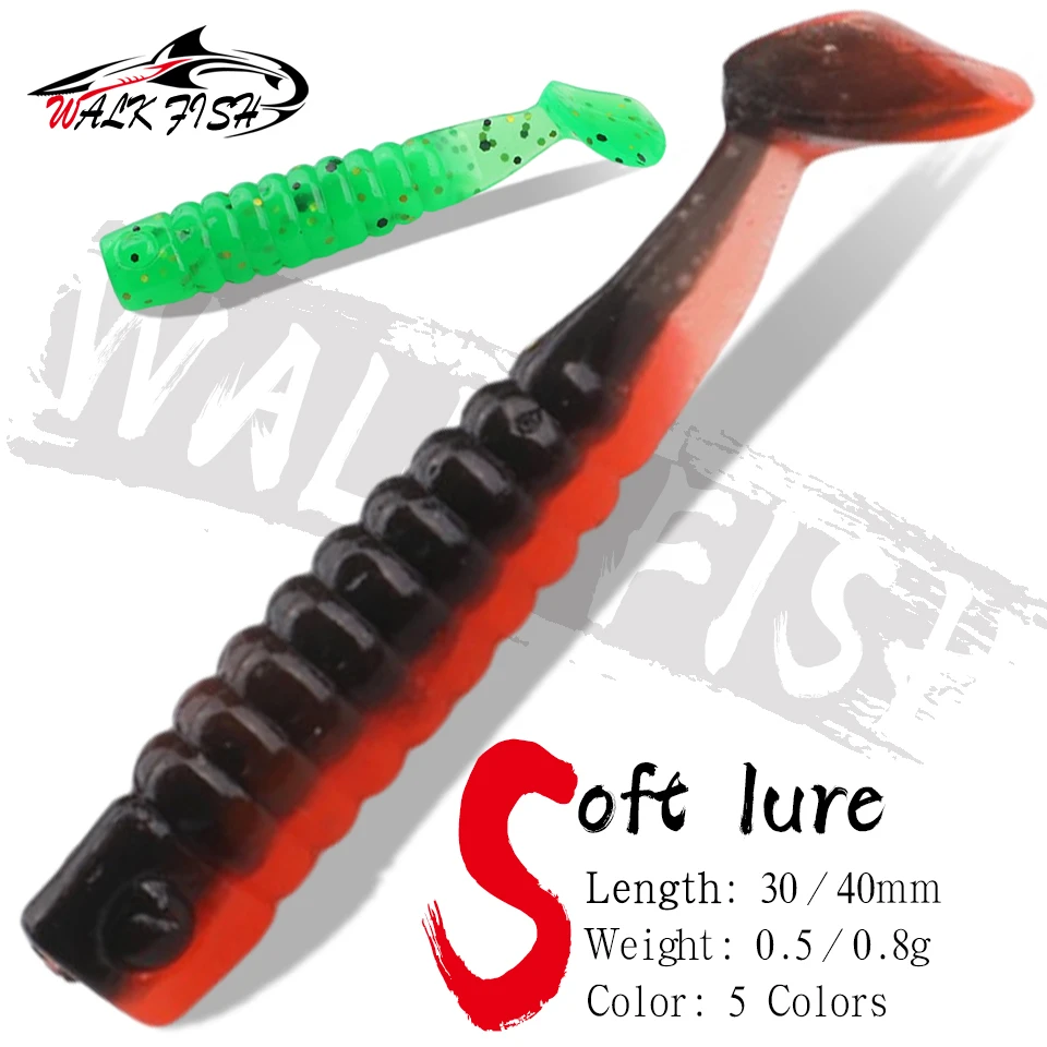 

WALK FISH 10Pcs/lot Rubber Soft Baits Wobblers Mini Fishing Soft Lures 3cm/4cm Soft Worm Artificial Baits Bass Silicone Fish