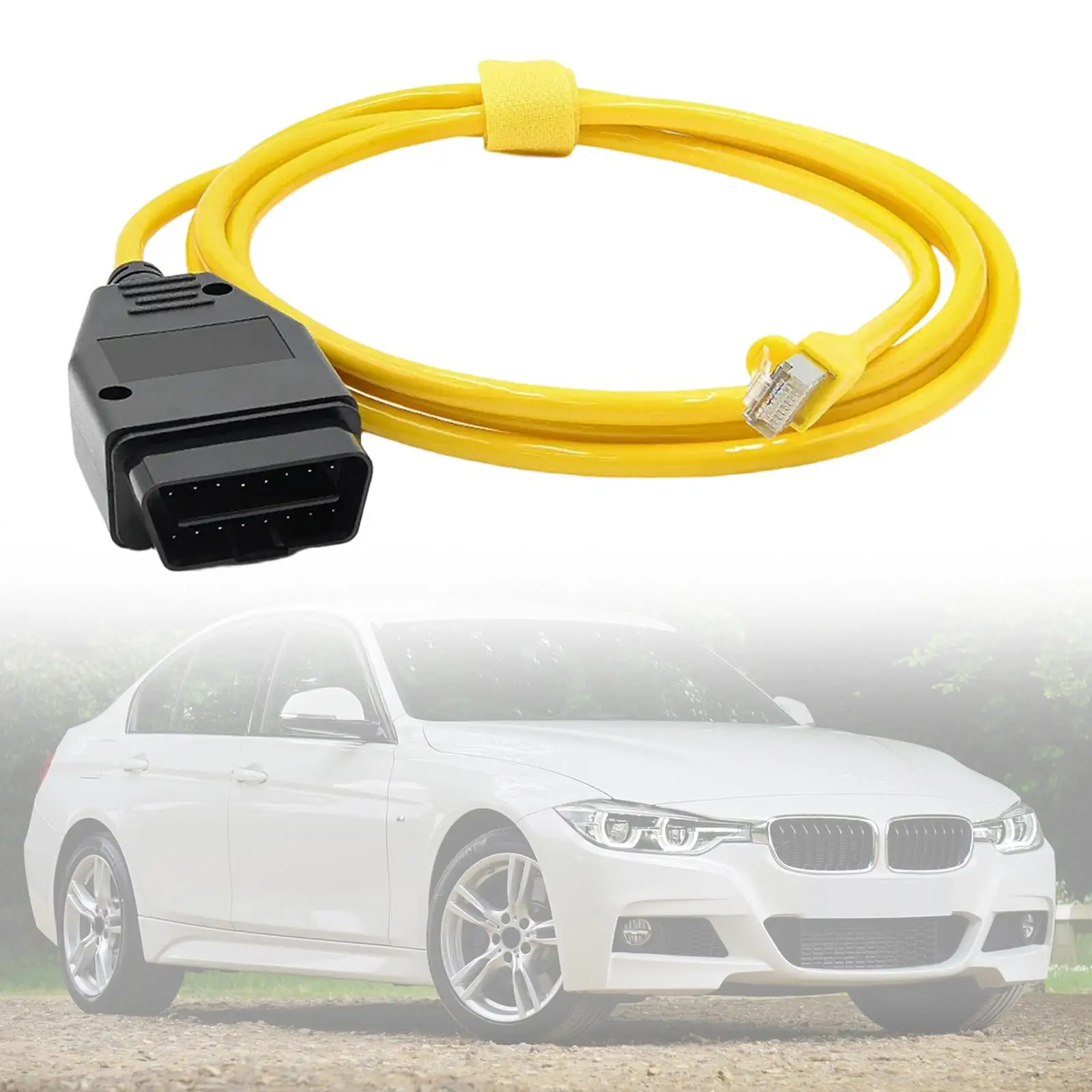 Фото Кабель ENET OBD2 2м, желтый, премиум-класса, диагностический адаптер для BMW F-серии и Z-серии, для кодирования автомобилей и активации функций №2