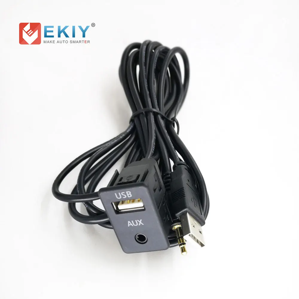 

EKIY For Toyota BMW Volkswagen 100CM Car Dash Flush Mount AUX USB Port Panel Motor Boat 3.5MM AUX USB Extend Cable Adapter