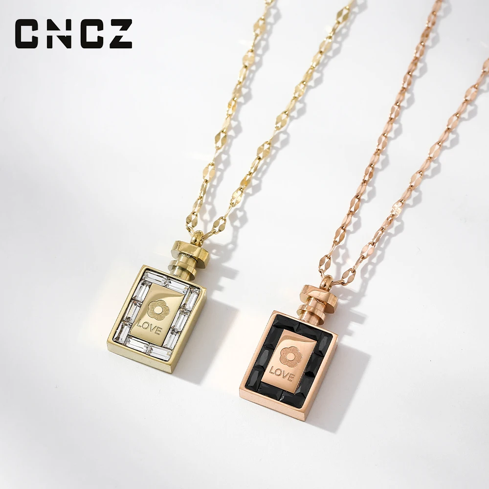 Women Accessories Love Lucky Perfume Bottle Pendant Necklace OL Style Fashion Stainless Steel Copper Long Chain Necklace Jewelry