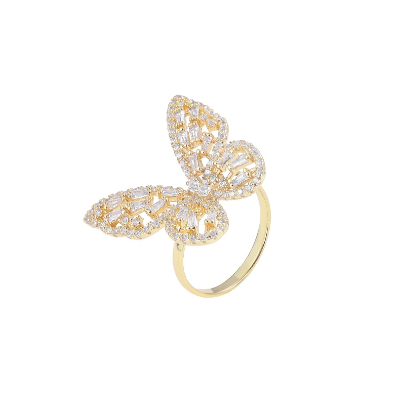 Регулируемые кольца с фианитом и бабочкой сверкающие Свадебные украшения для