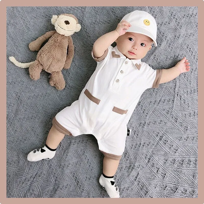 

2022 летний детский комбинезон, повседневный цельный комбинезон с коротким рукавом для мальчиков и девочек, детская хлопковая крутая приятная одежда