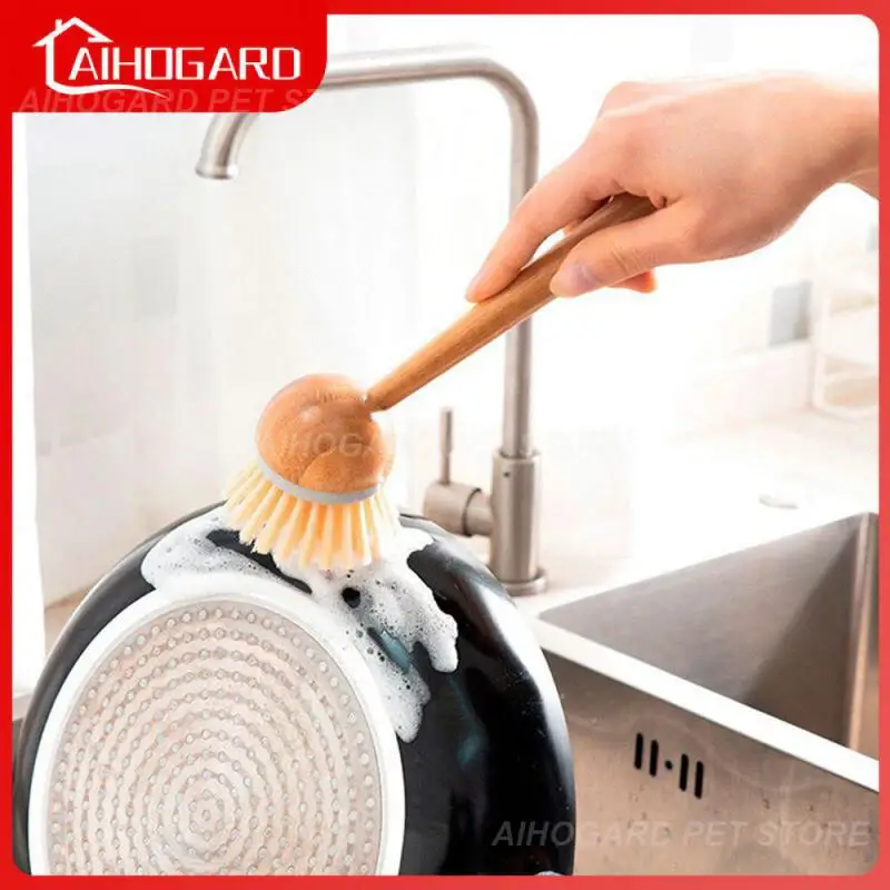 

Подвесная стеклянная бамбуковая щетка для посуды, удобный инструмент для мытья посуды, инструменты для очистки кухни, щетка с длинной ручкой