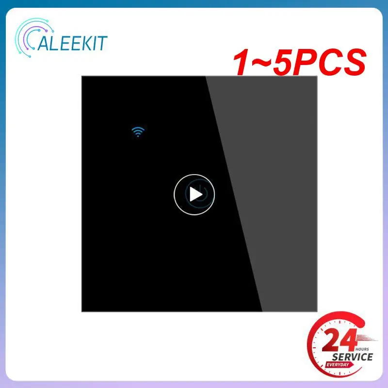 

Умный сенсорный выключатель Tuya Smart Wifi, 1 ~ 5 шт., стандарт ЕС, 220 В, без нейтрального провода, настенный выключатель 1/2/3/4, совместим с Alexa