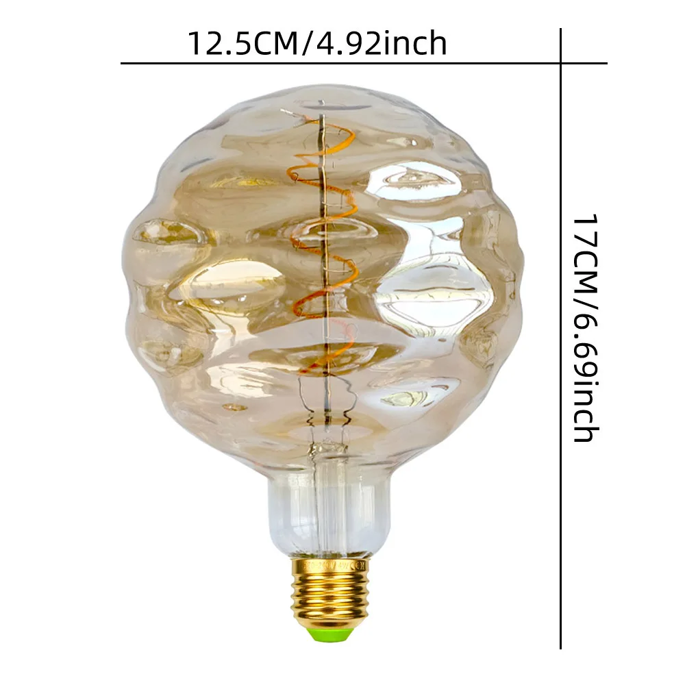 TIANFAN Винтажная светодиодная лампа E27 Эдисон Стиль Большой глобус G125 Swirls 4 Вт с