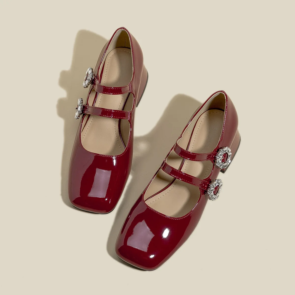 Женские туфли с квадратным носком туфли-лодочки из искусственной кожи на плоской