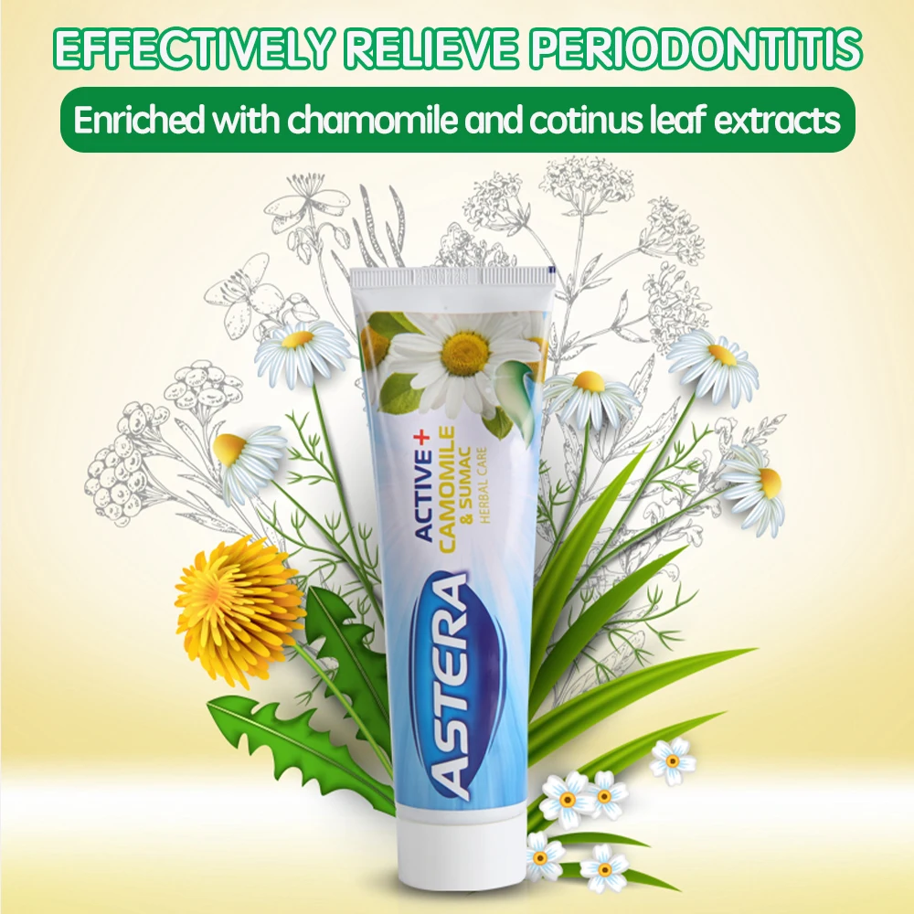 Отбеливающая зубная паста ASTERA удаляет пятна уменьшает пожелтение ухаживает за