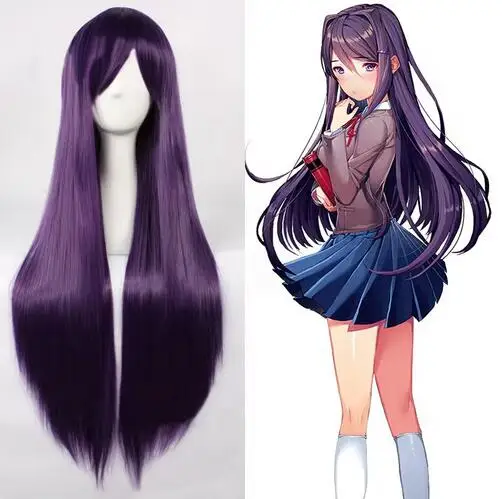 Игрушки для игр Kualitas Tinggi Ddlc клубы Sastra! Yuri 80 см Ungu Panjang Tahan Panas Rambut парик косплей