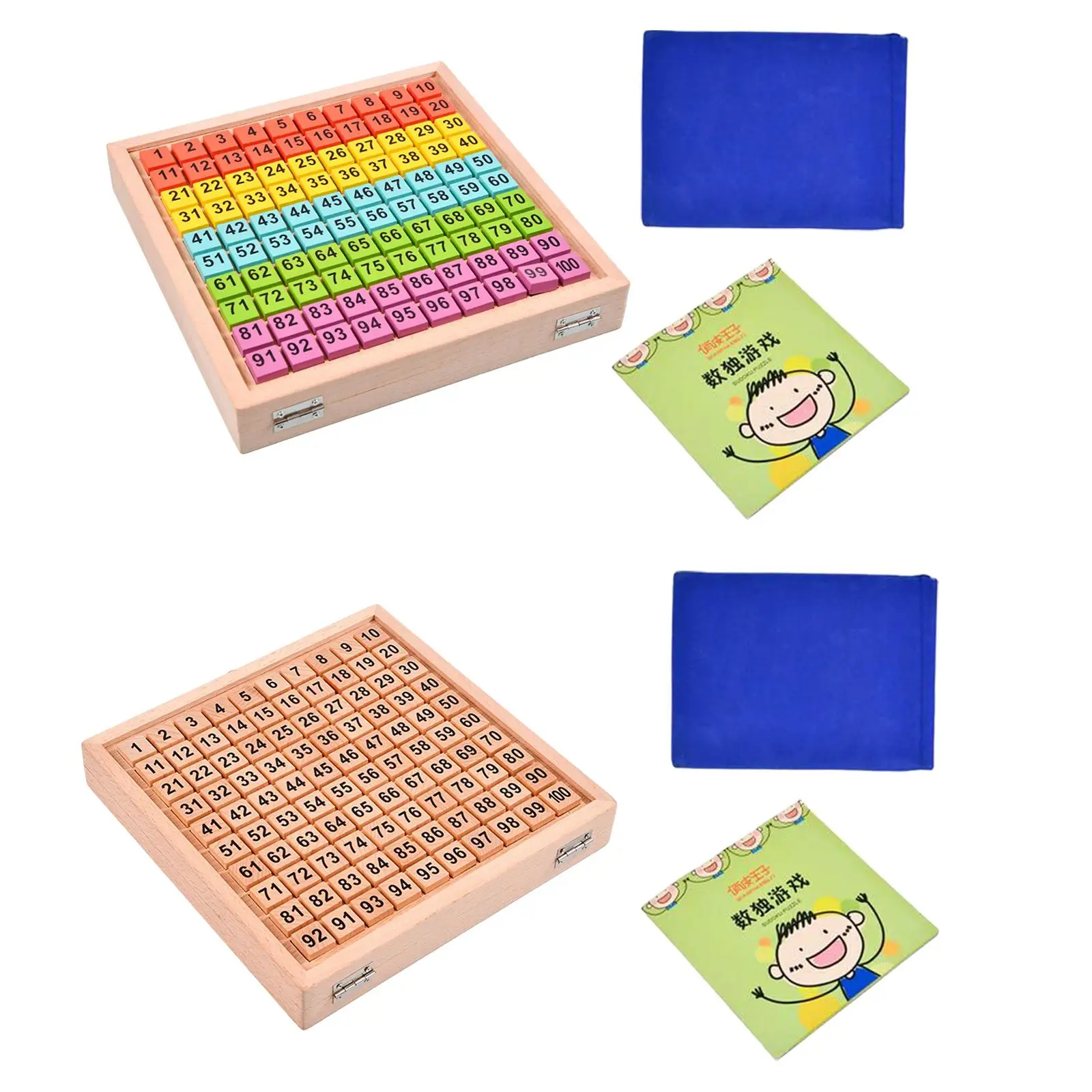 

1-100 Math Learning Toy Montessori Educational Puzzles Jiugongge Toys Train Logical Wooden Sudoku Board for Children Adults Kids