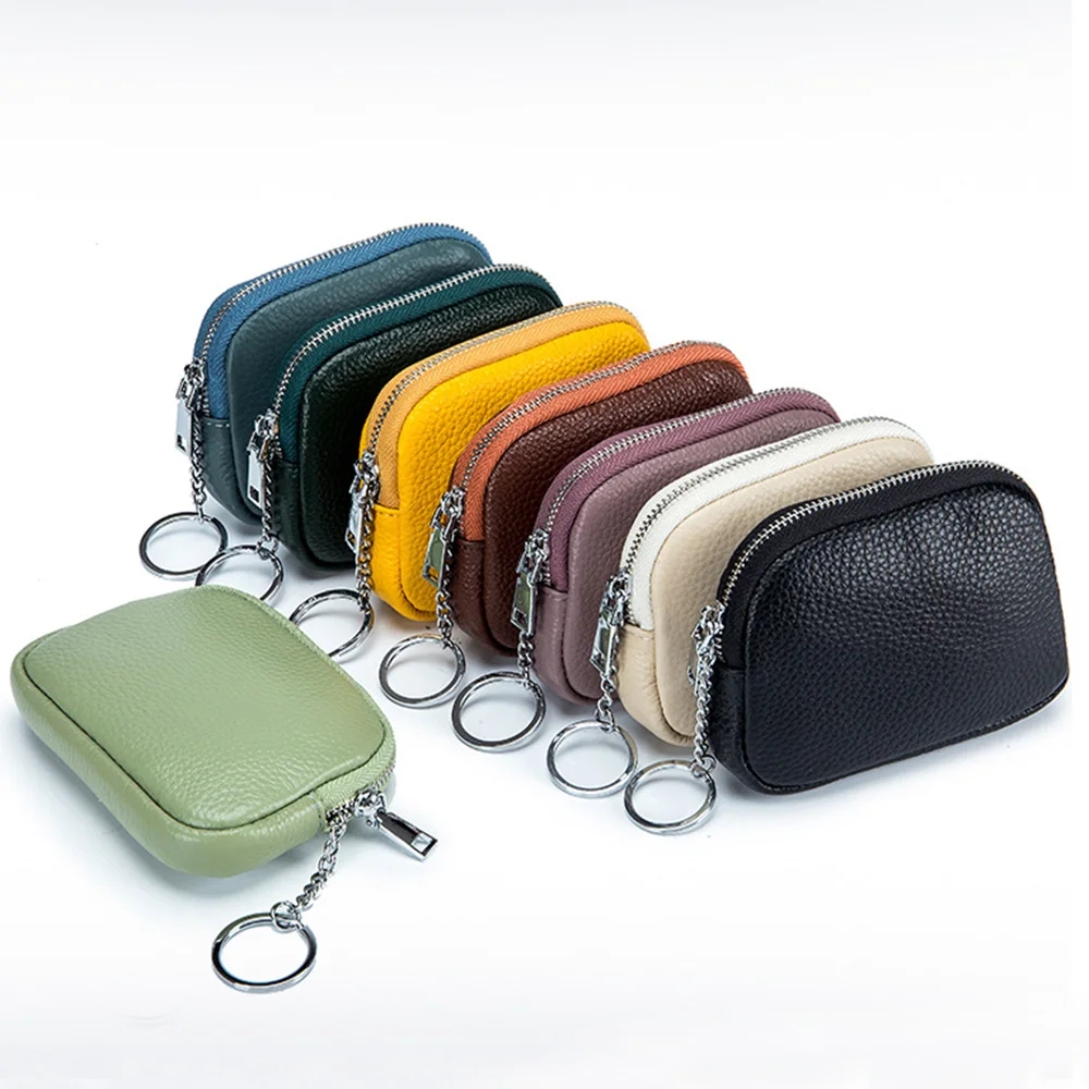 

Genuine Leather Zipper Coin Wallet Slim Wallet for Women Soft Cow Leather Womens Coin Purse Casual Key Holder Small Money Bag