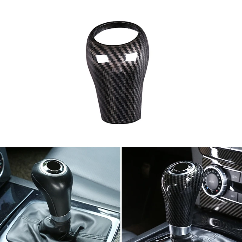 

Car Styling Carbon Texture Interior Center Control Gear Shift Head Cover Trim For Mercedes Benz C E GLK Class W204 W212 X204