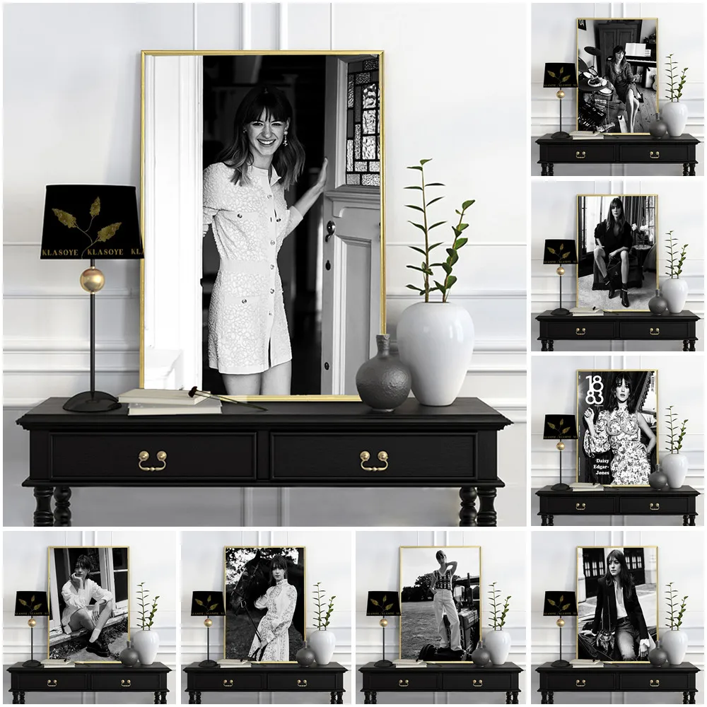 

Daisy Edgar Jones Actress Print Star Wall Art Canvas Painting Black White Photo Bedroom Home Decor Picture
