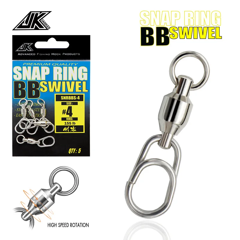 

JK Pike Fishing Accessories Connector Pin Bearing Rolling Swivel Stainless Steel Snap Fishhook Lure Swivels Tackle