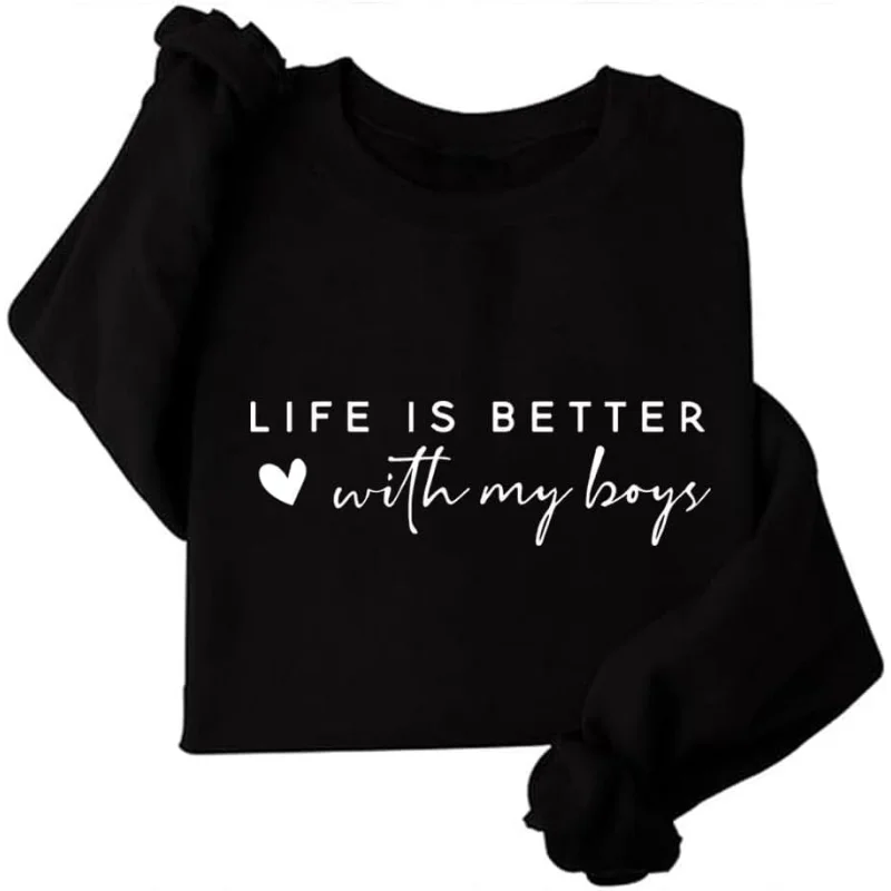 Жизнь лучше с моими мальчиками свитшот круглым вырезом для мальчиков и девочек