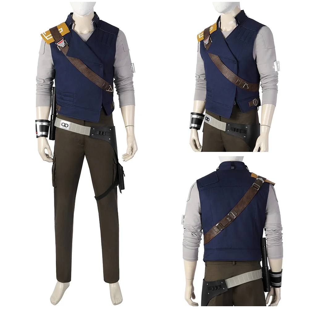 

Cal Kestis Cosplay Costume Man Male Tops Vest Pants Jedi Survivor Full Outfits with Belt Helloween Carnival Role Playing Suit