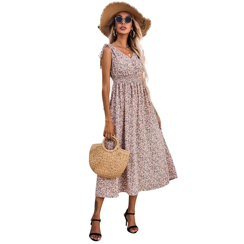 

MXMB сексуальное платье с V-образным вырезом без рукавов на бретельках Женские Длинные Платья с цветочным принтом летние женские платья а-сил...