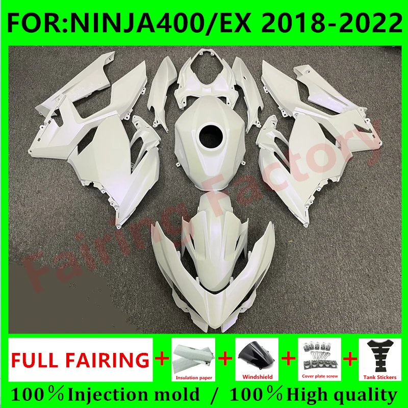 

Полный комплект обтекателей для мотоцикла, подходит для Ninja400 EX400 EX Ninja 400 2018 2019 2020 2021 2022 2023 комплект обтекателей кузова, белый