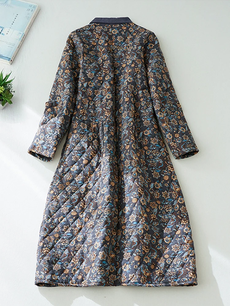 Высокое качество женские зимние платья в японском стиле новинка 2024 стеганые