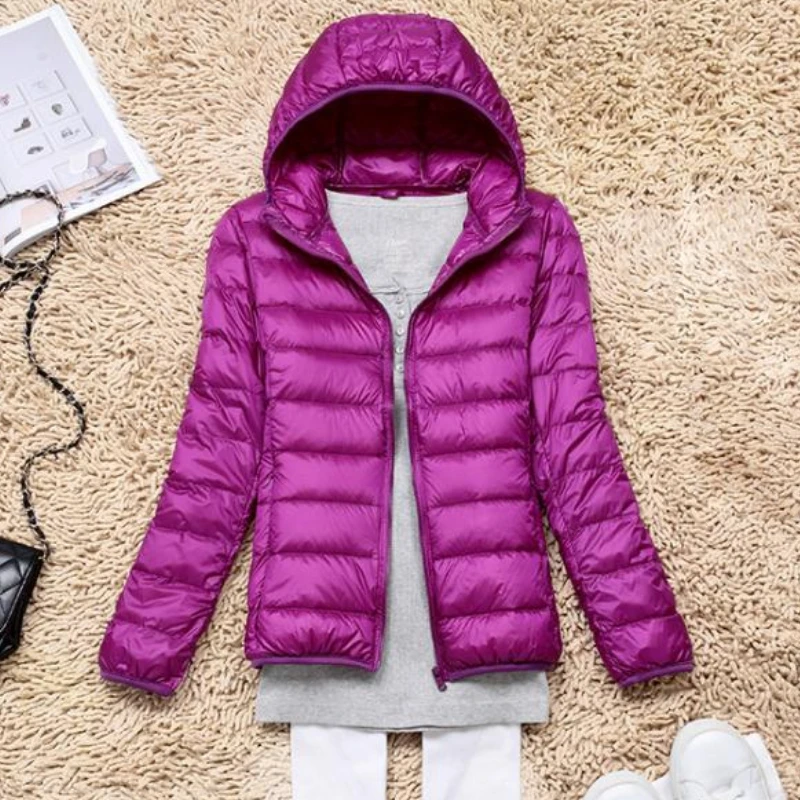 Women's Winter Hooded Down Jacket Parka Light Coat Cropped Top Warmth Slim Fit Korean Fashion Wholesale Free Shipping High End