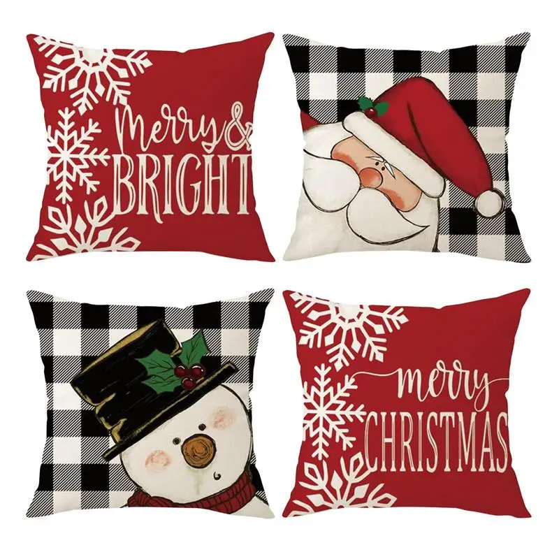 

Merry Christmas Pillow Cover 45x45cm Square Throw Pillowcase Farmhouse Home Party Sofa Couch Chair Car Decor Linen Cushion Cover