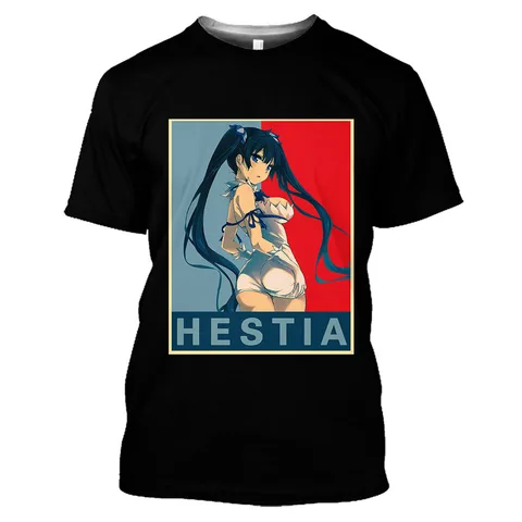 Новинка, футболка Danmachi Hestia с аниме сексуальной девушкой с 3D принтом, уличная одежда для мужчин и женщин, Повседневная модная одежда, большие размеры, детские топы, одежда