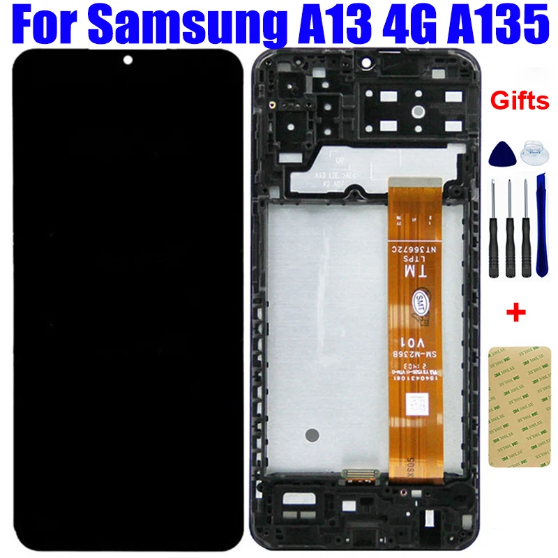 

Оригинальный ЖК-экран для Samsung Galaxy A13 4G A135 A135F A135U A135U1, панель с сенсорным дигитайзером, стеклянная рамка в сборе
