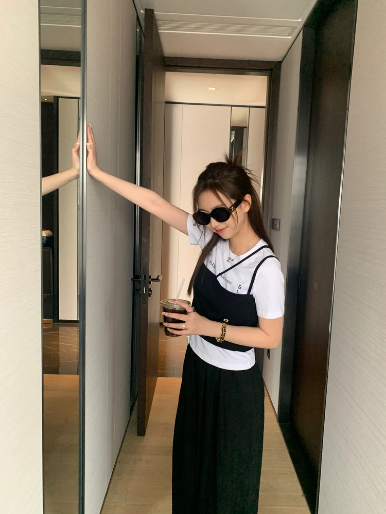 Yesyellow простой дизайн чувственный Слинг короткий рукав комплект женщин 2024 Лето