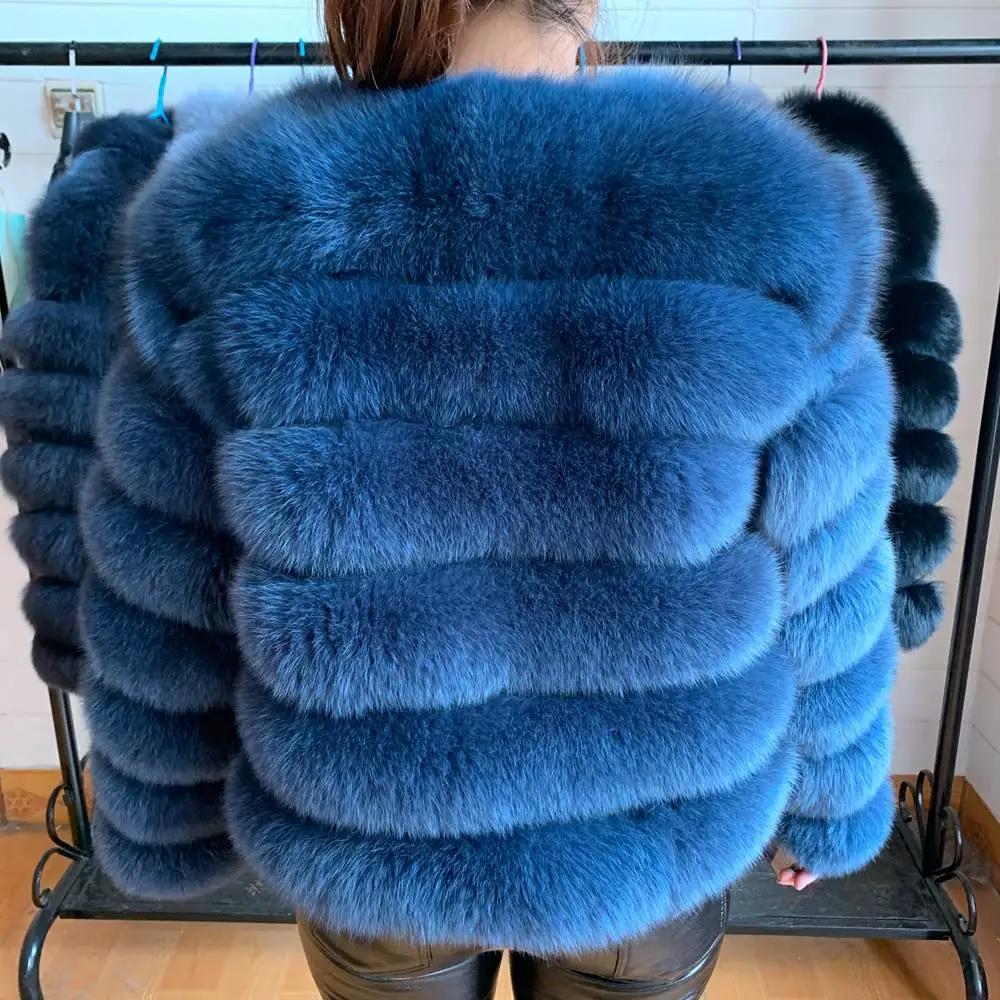 Real Fur Coat 2023 New Women Winter Fashion Fluffy Natural Fox Fur Coat 60cm Long Sleeve Luxury Warm Jacket Wholesale Hot Seller