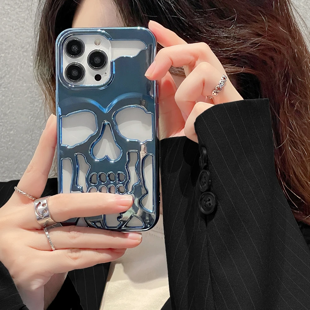 Halloween Gift Creative 3D electroplating skeleton Phone Case For Iphone 11 12 13 14 Pro Max plus Cover
