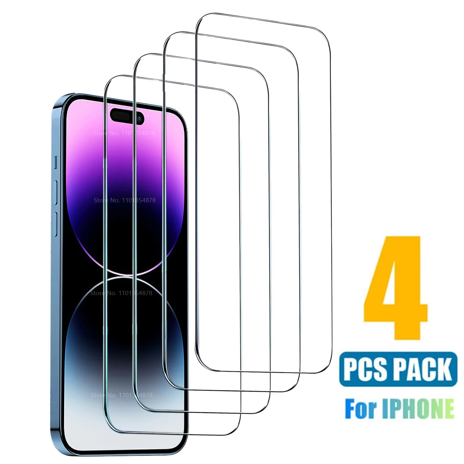 

4PCS Tempered Protective Glass For iPhone 14 13 12 11 Pro Max Mini Screen Protector On iPhone 14 Plus X XR XS 7 8 6 5 SE 2 Glass