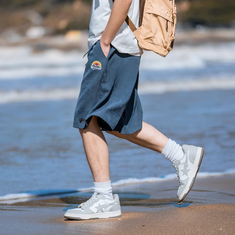 

Мужские летние повседневные шорты свободного покроя с вышивкой на шнуровке дизайнерские тонкие спортивные пятиконечные брюки для мужчин новинка 2022