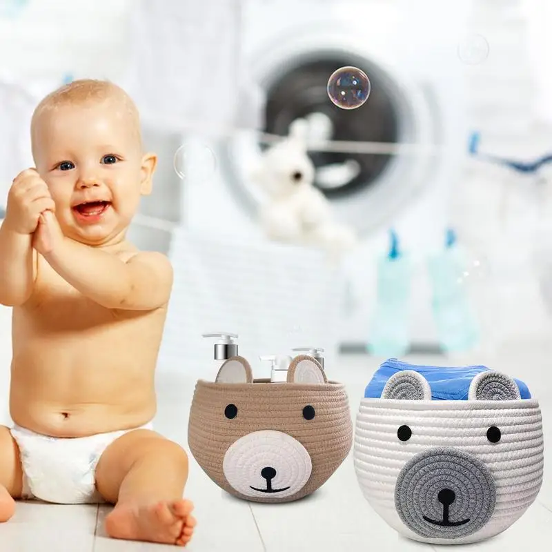 

Cartoon Woven Storage Basket Multifunctional Fruit Toys Holder Basket Hand Woven Desktop Storage Basket Kitchen Supplies Tool