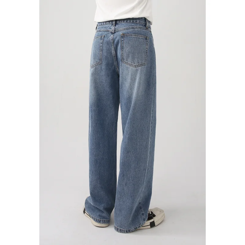 Streetwear Men 2022 New Vintage Sagging Sensation Recreational Blue Jeans Loose Versatile Sense of Design Trousers Autumn Female