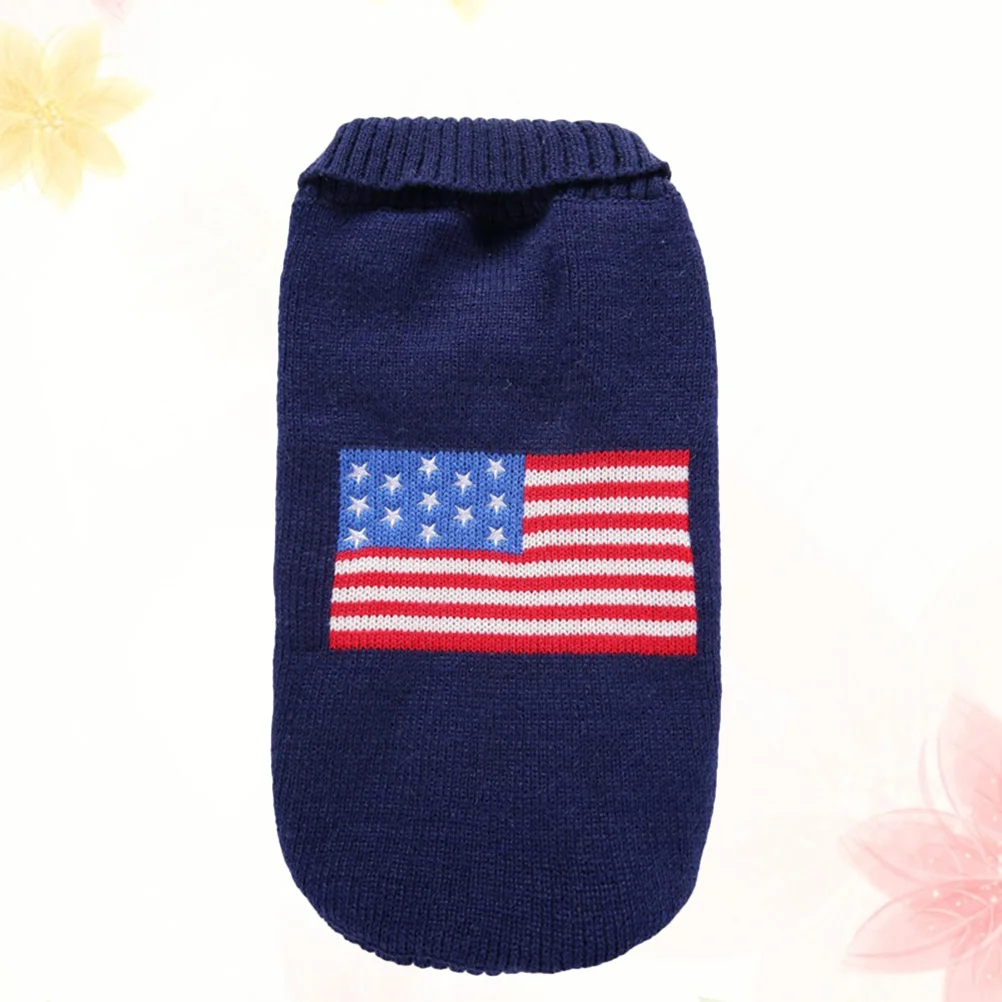 

American Flag Pet Costume Winter Warm Sweater Fashion Christmas Clothes for Puppy Dog (Size XXS)