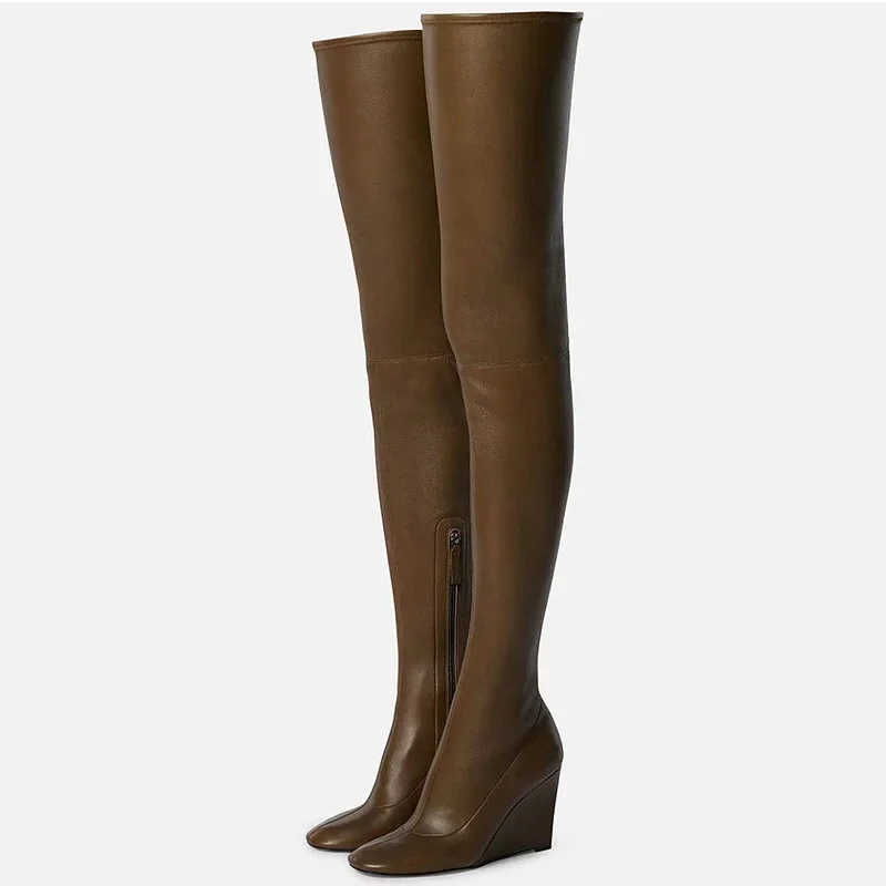 Новые европейские и американские женские сапоги выше колена с круглым носком