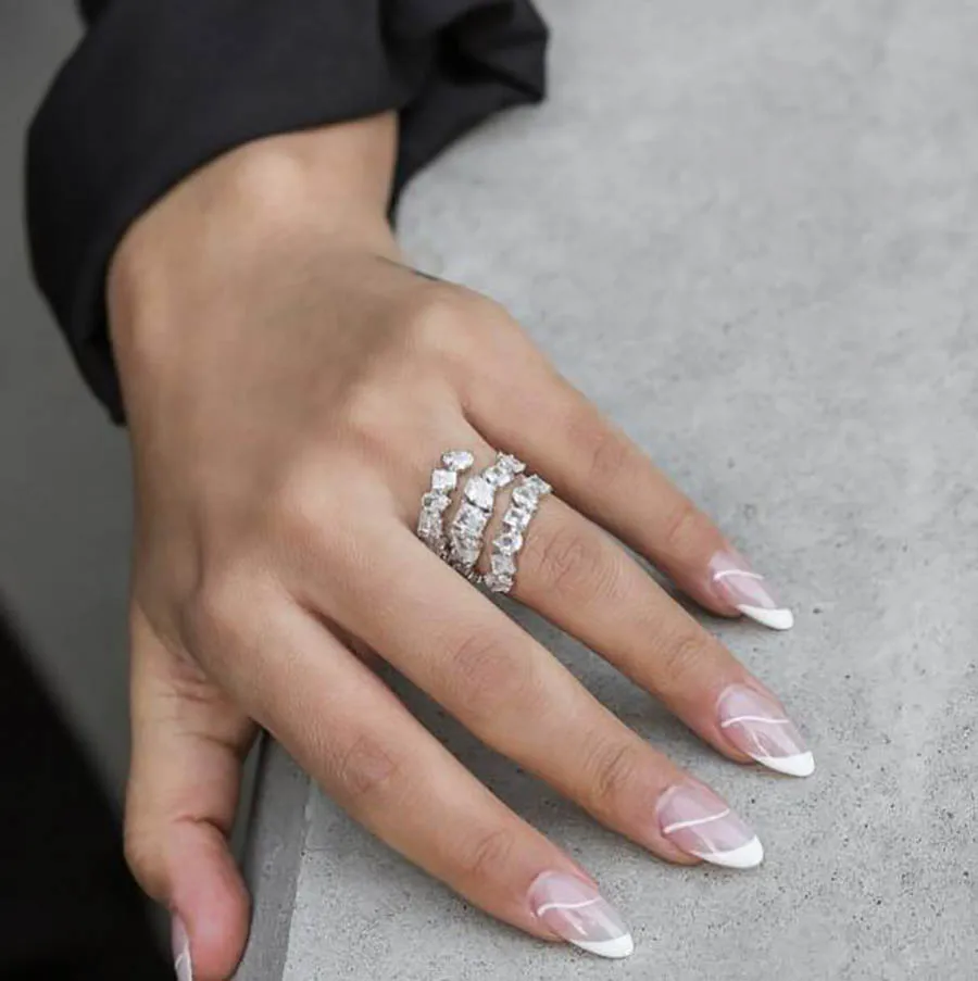 elegant fashion simple trend cool ins design irregular multi-layer zircon opening adjustable ring for women classic finger ACC