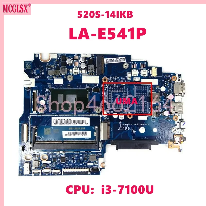 

Справочная деталь, системная плата для ноутбука Lenovo Ideapad 520S-14IKB, материнская плата 5B20Q11054 100% протестирована