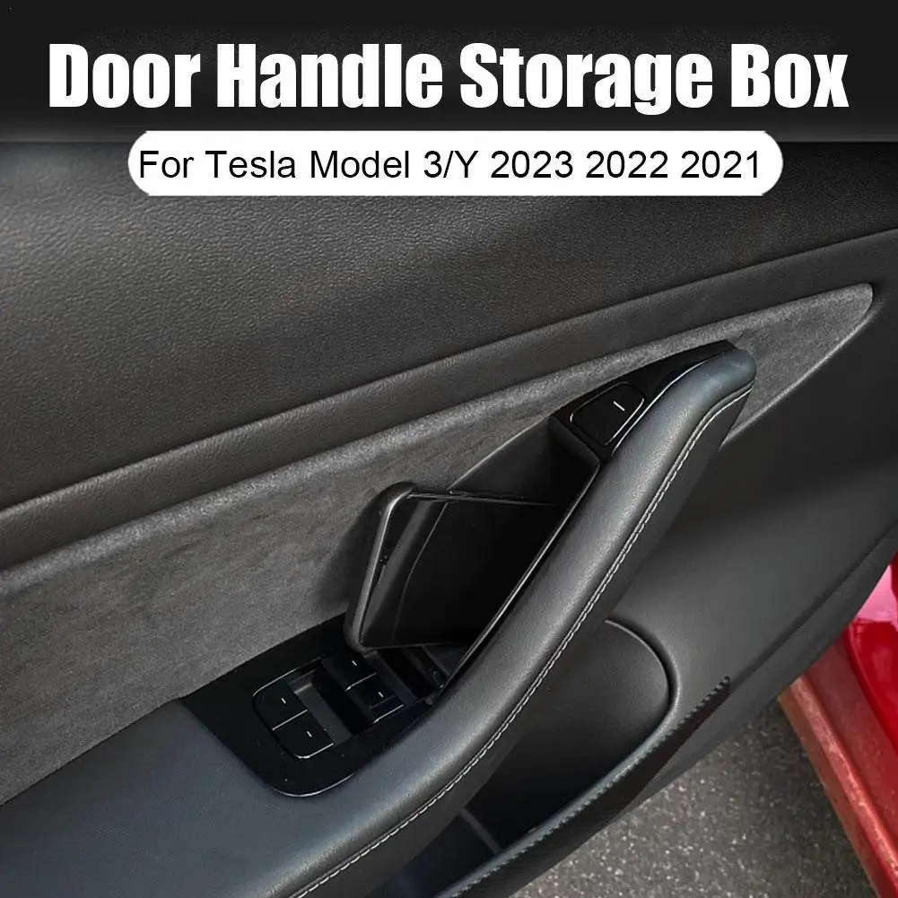 

Door Storage Box For Tesla Model 3 Y 2023 2022 2021 Door Handle Storage Box Side Flocking Tray Hidden Organizer Car Interio L3Q8