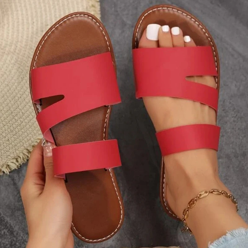 2023 New Fashion Women Sandals Hollow Design Vacation Summer Outdoor Fashion Office-Ladies Flats Ankle-Strap Casual Female Shoes
