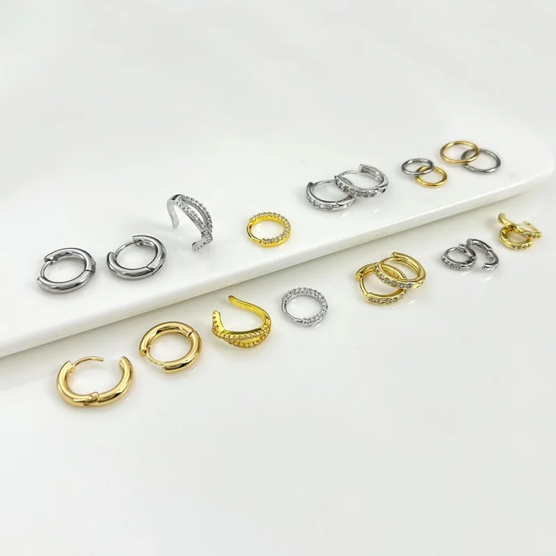 

Stainless Steel Hoop Perforated Earrings for Women's Zircon Cartilage Perforated Conch Earrings Jewelry