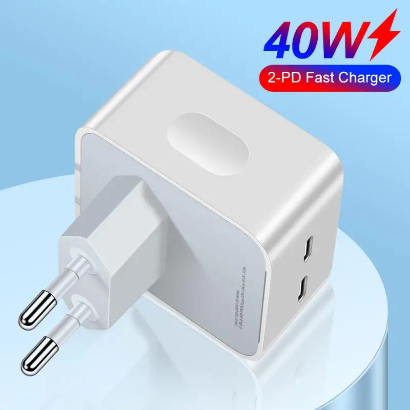

Type C Port Dual Type-c Charging Head Eu Uk Power Adapter Pd40w Fast Charger Fast Charge Usb C Charger For Samsung Huawei