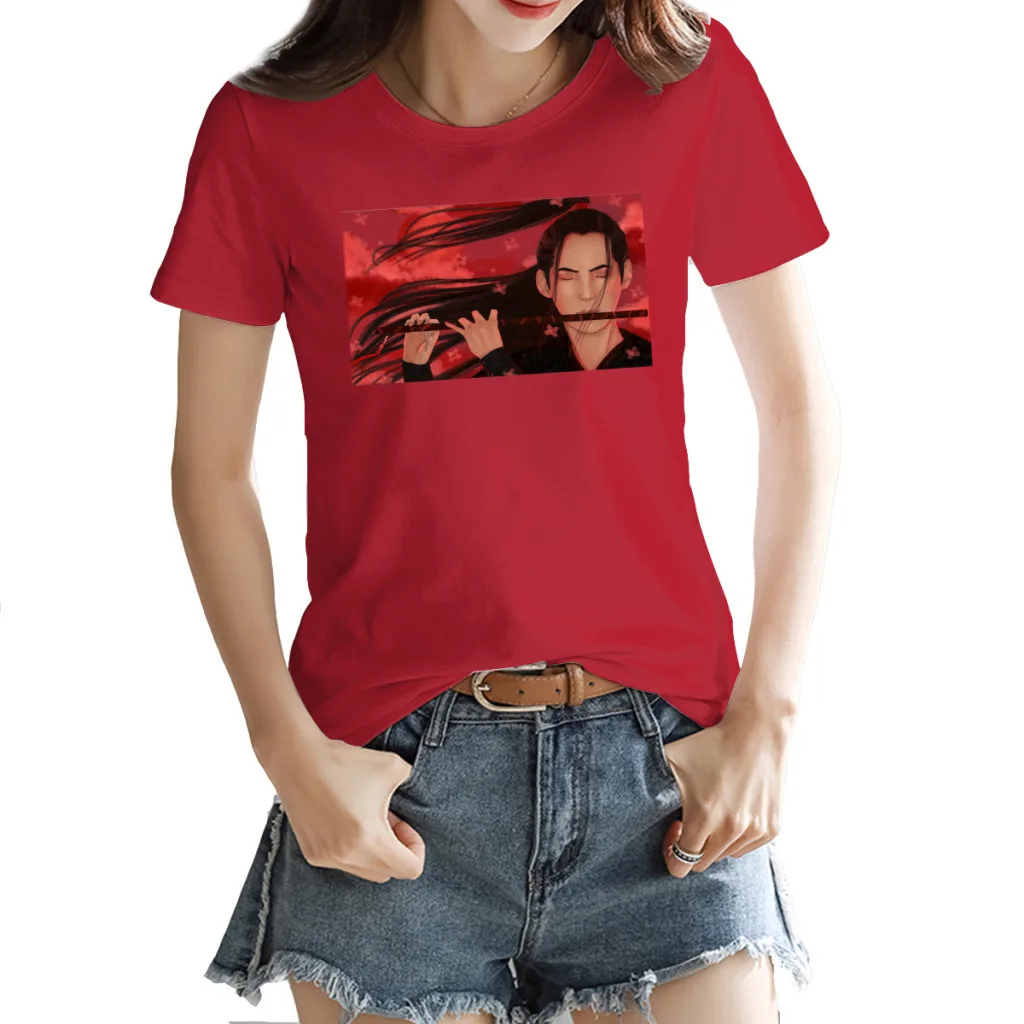 

Wei Wuxian - The Untamed Women's T-shirt Classic Red Cool Crewneck Tees Tops European Size