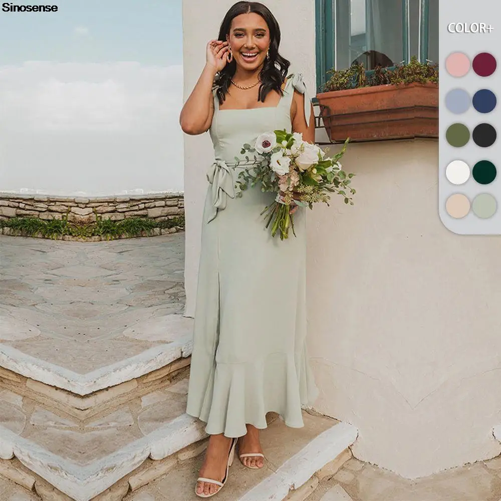 

Женское винтажное платье-миди на бретельках с разрезом, однотонное платье с высокой талией и оборками, ТРАПЕЦИЕВИДНОЕ ПЛАТЬЕ с квадратным вырезом, Элегантное коктейльное платье-Макси